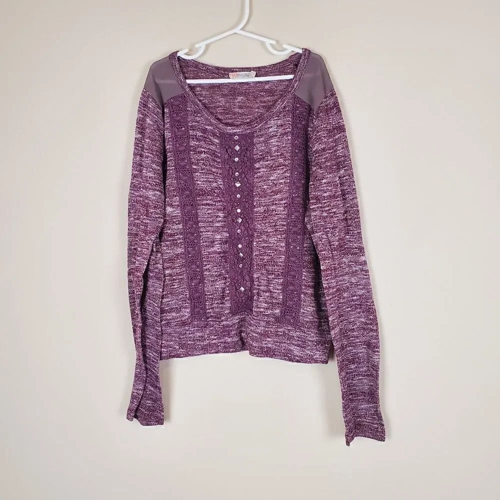 Miss Me Girls Purple Marled Sweater Size large